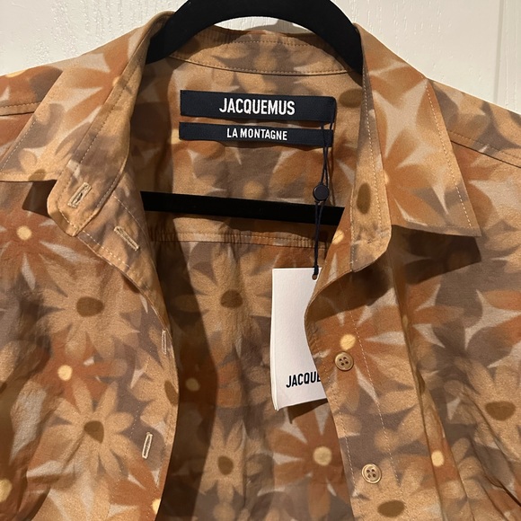 Jacquemes Brown Floral Print Le Chemise Ballu Top - Picture 2 of 5